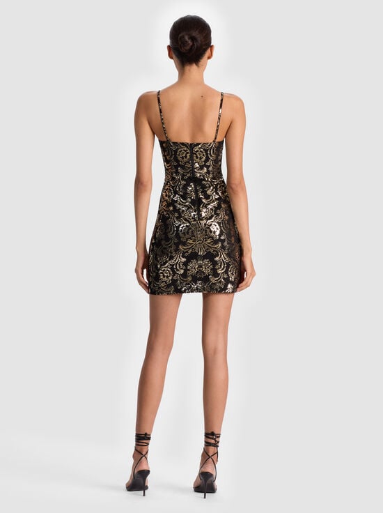 MOONLIT ROCOCO BLACK-FIFI MINI DRESS