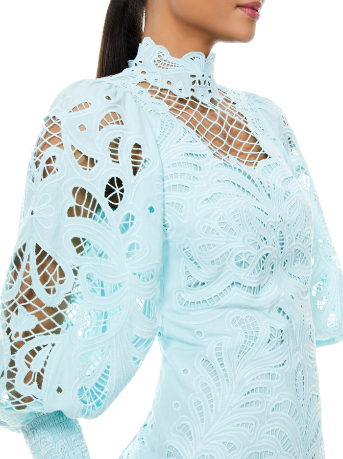 YAZMIN EYELET MINI DRESS - POWDER BLUE image 2 - Alice And Olivia