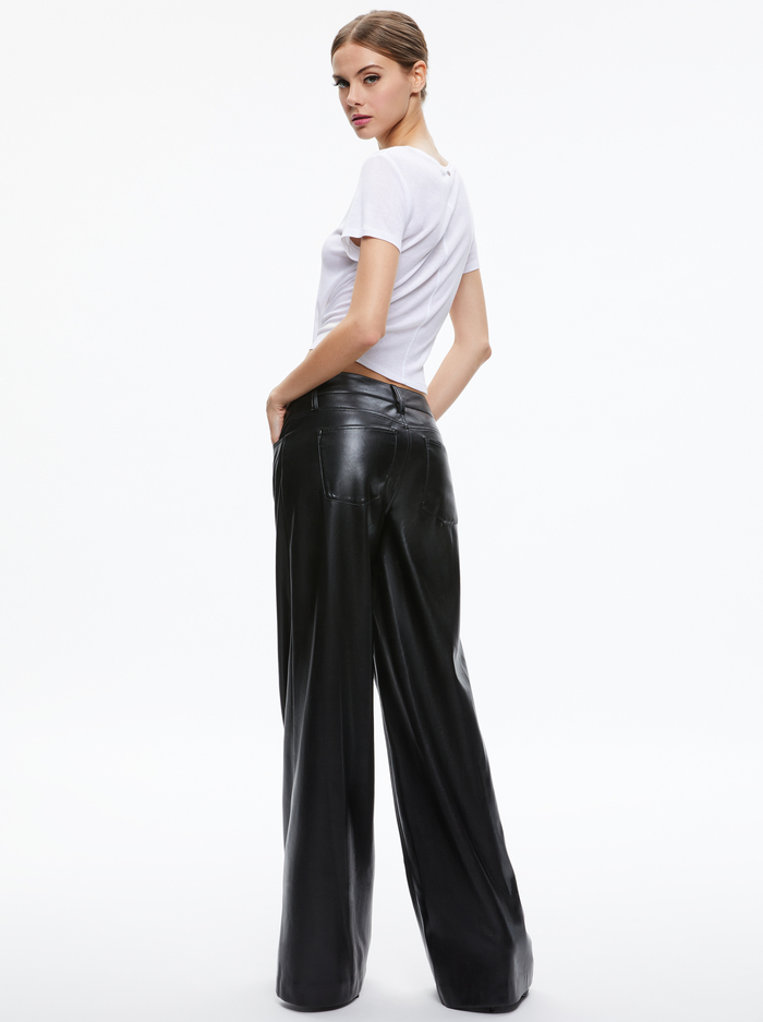 TRISH VEGAN LEATHER WIDE LEG PANT - BLACK image 1 - Alice And Olivia
