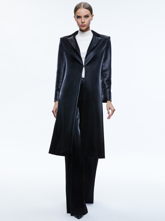 MYA VEGAN LEATHER LONG BLAZER - BLACK image 4 - Alice And Olivia