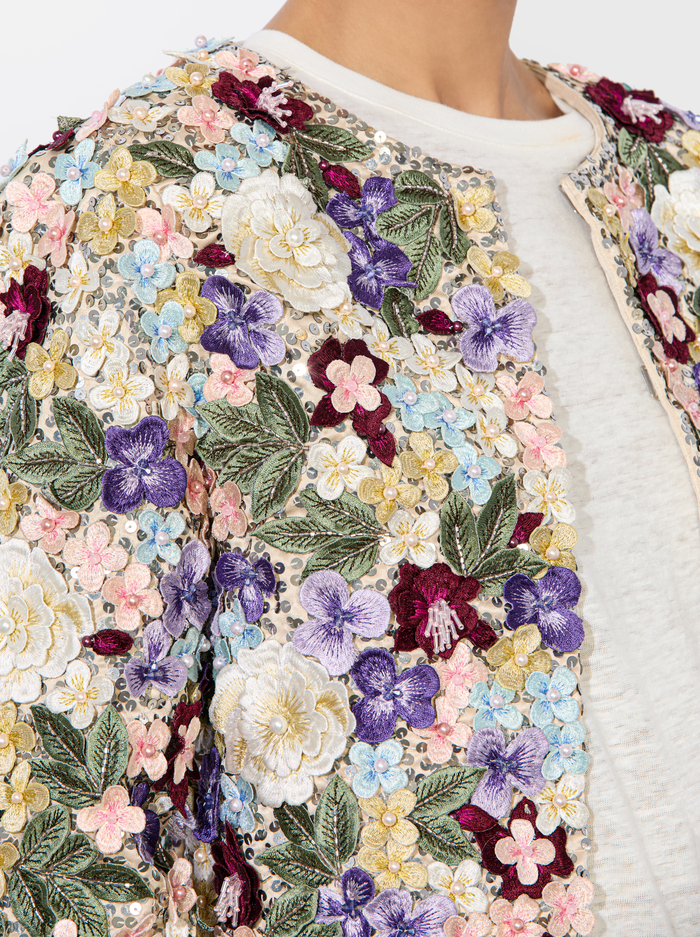 KIDMAN EMBELLISHED TWEED JACKET - CHAMPAGNE/MULTI image 3 - Alice And Olivia