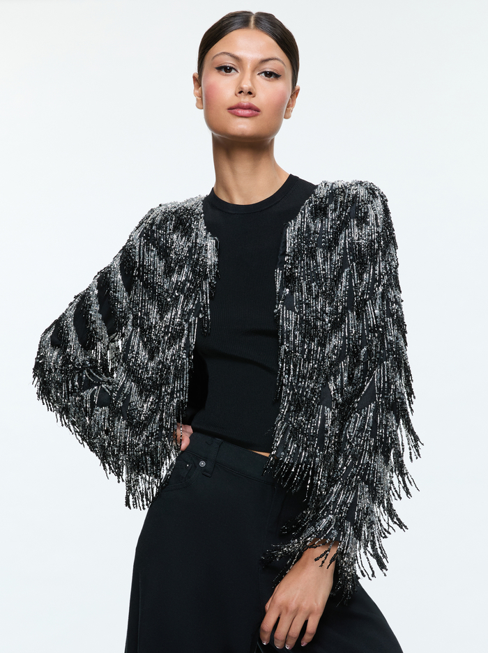 KIDMAN JACKET - BLACK/SILVER - Alice And Olivia