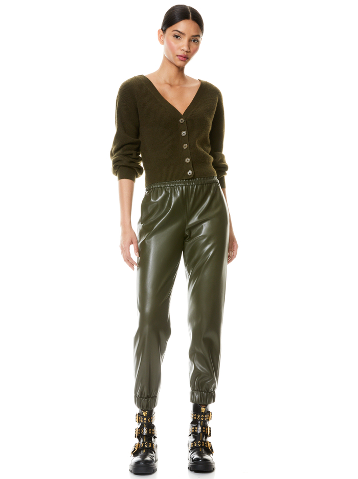 PETE VEGAN LEATHER JOGGER - OLIVE image 2 - Alice And Olivia