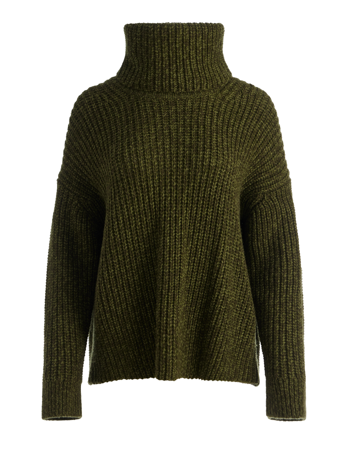 Vere Detachable Turtleneck Sweater In Olive | Alice And Olivia