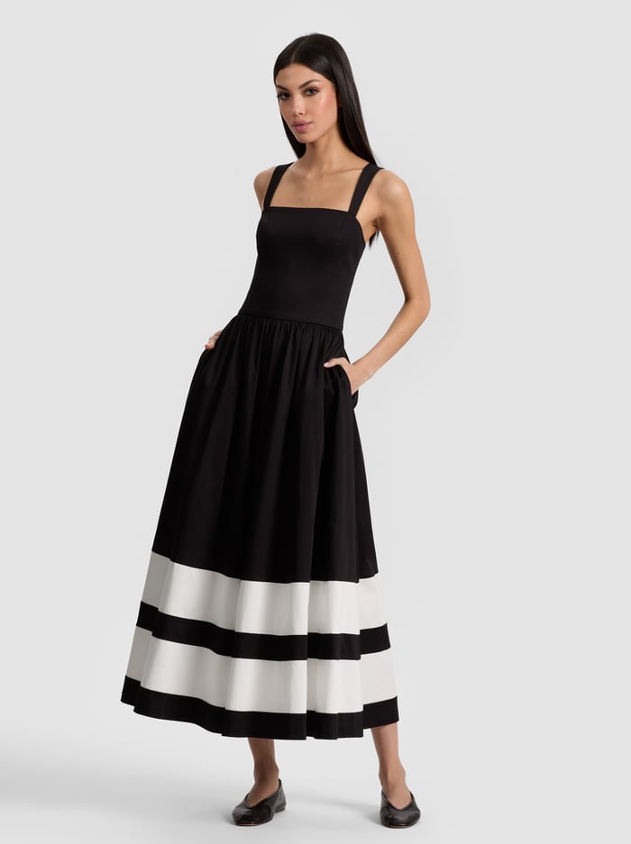 BELDEN COLORBLOCK JUMPSUIT - BLACK/OFF WHITE image 4 - Alice And Olivia