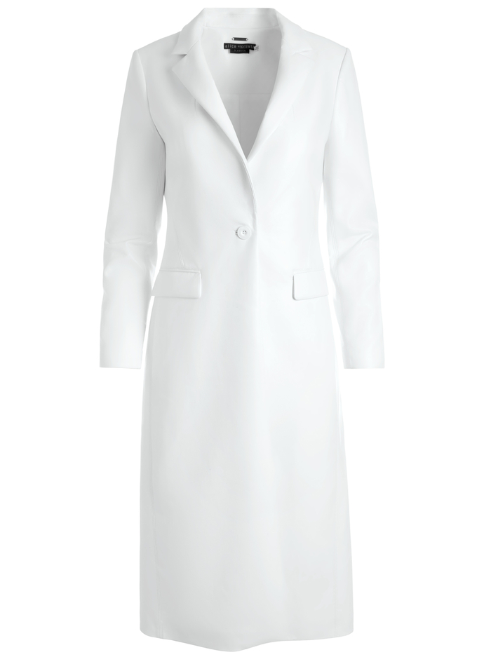 MACEY VEGAN LEATHER LONG BLAZER - OFF WHITE image 5 - Alice And Olivia