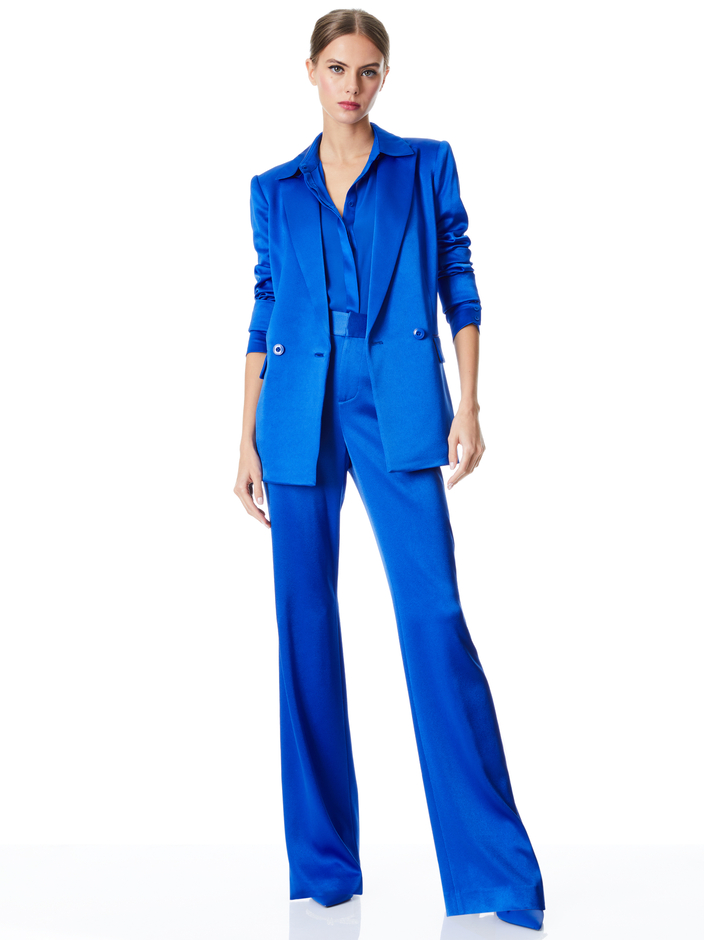 JUSTIN ROLLED CUFF DOUBLE BREASTED BLAZER + DEANNA HIGH WAISTED BOOTCUT PANT - 
