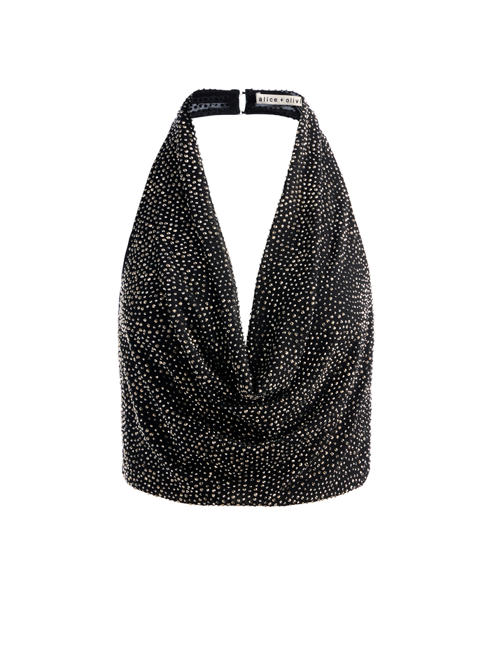 DANI EMBELLISHED HALTER TOP - BLACK image 5 - Alice And Olivia