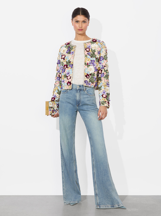 CHAMPAGNE/MULTI-KIDMAN EMBELLISHED JACKET