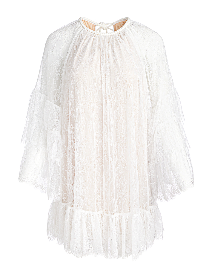 DELIA RUFFLED TUNIC DRESS - OFF WHITE image 7 - Alice And Olivia
