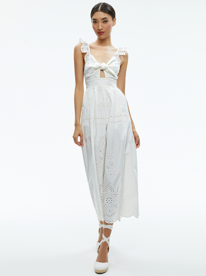 ROSINA TIE FRONT CUTOUT JUMPSUIT - OFF WHITE image 4 - Alice And Olivia