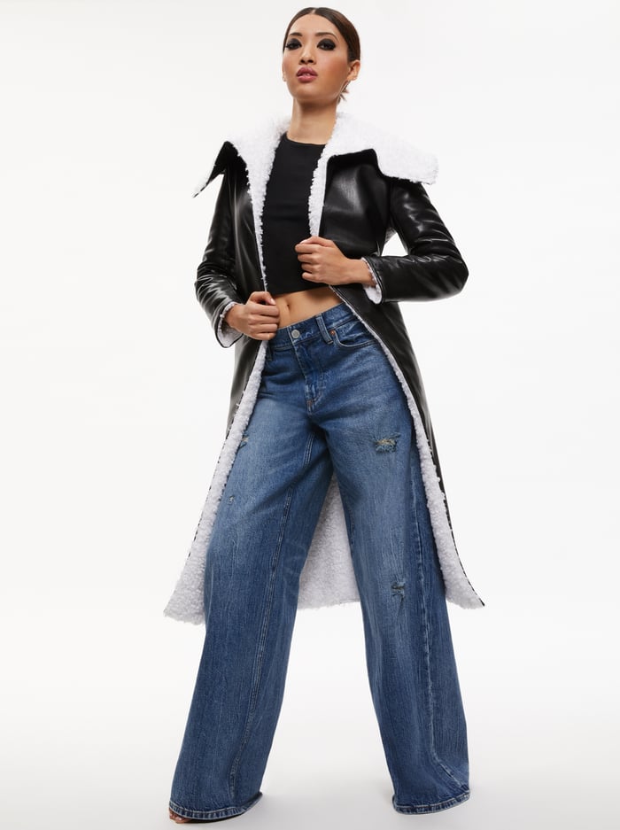 SHAN REVERSIBLE FAUX SHEARLING COAT - BLACK image 1 - Alice And Olivia