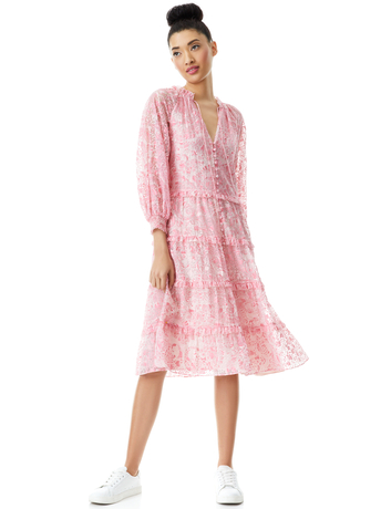 FOREVER YOURS ENGLISH ROSE-LAYLA BUTTON FRONT MIDI DRESS-