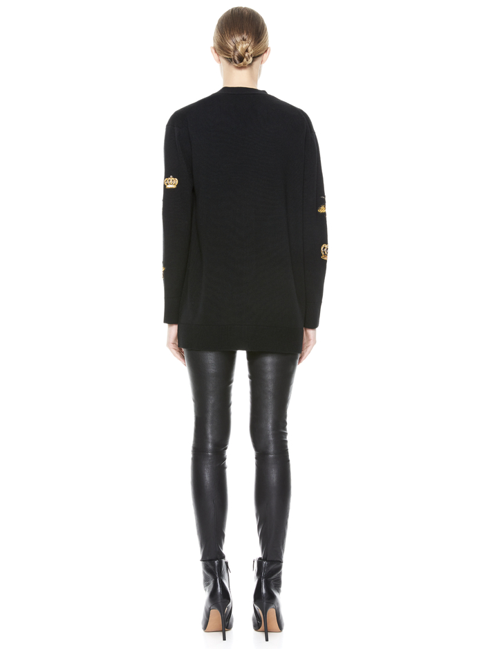 BRADFORD GRANDPA CARDIGAN - BLACK/MULTI image 1 - Alice And Olivia