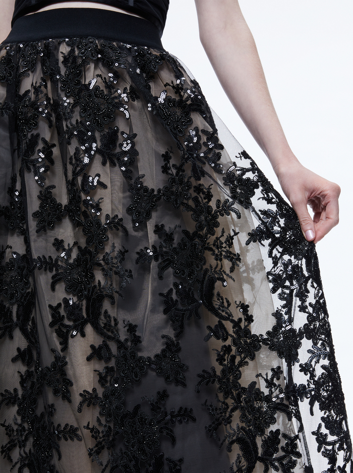 TINA EMBELLISHED GOWN SKIRT - BLACK image 3 - Alice And Olivia