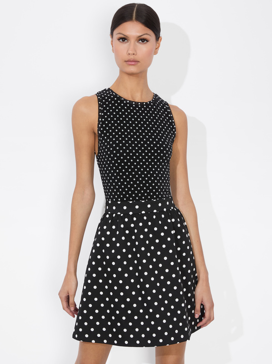 BLACK/OFF WHITE POLKA DOT-CHARA MINI DRESS