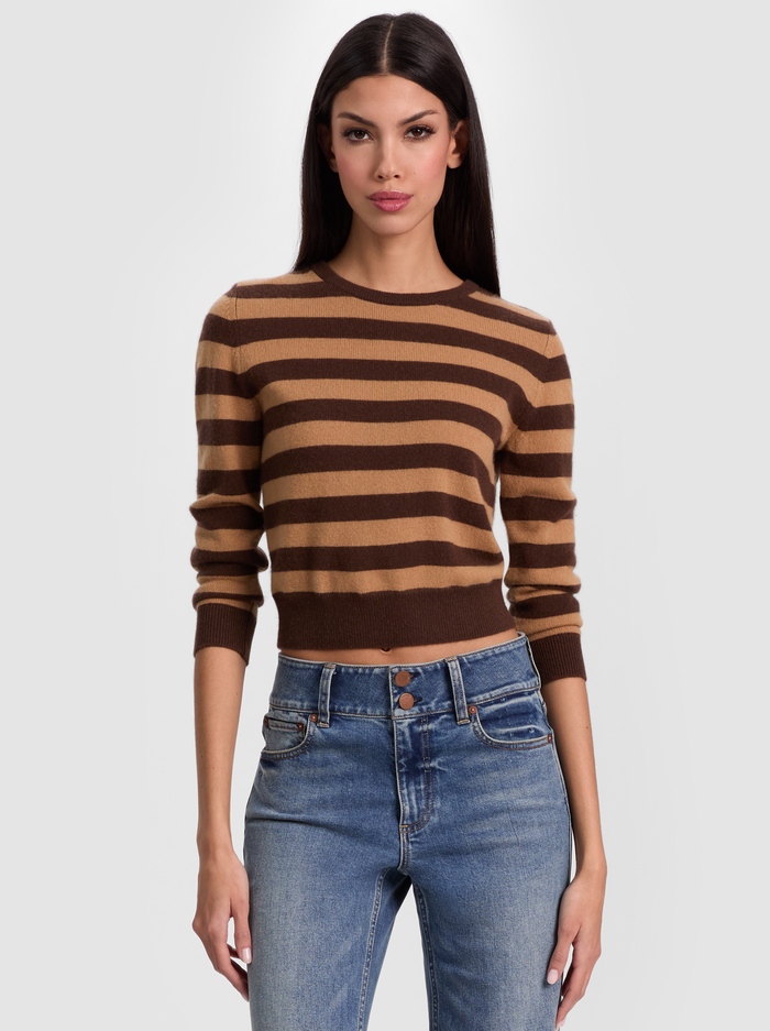 CAROLANN CASHMERE SHRUNKEN PULLOVER - DARK CHOCOLATE/PRALINE - ALICE + OLIVIA