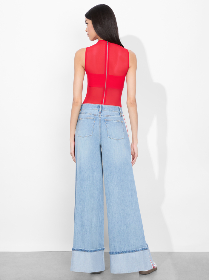 BANDEAU SLEEVELESS BODYSUIT - BRIGHT RUBY image 2 - Alice And Olivia