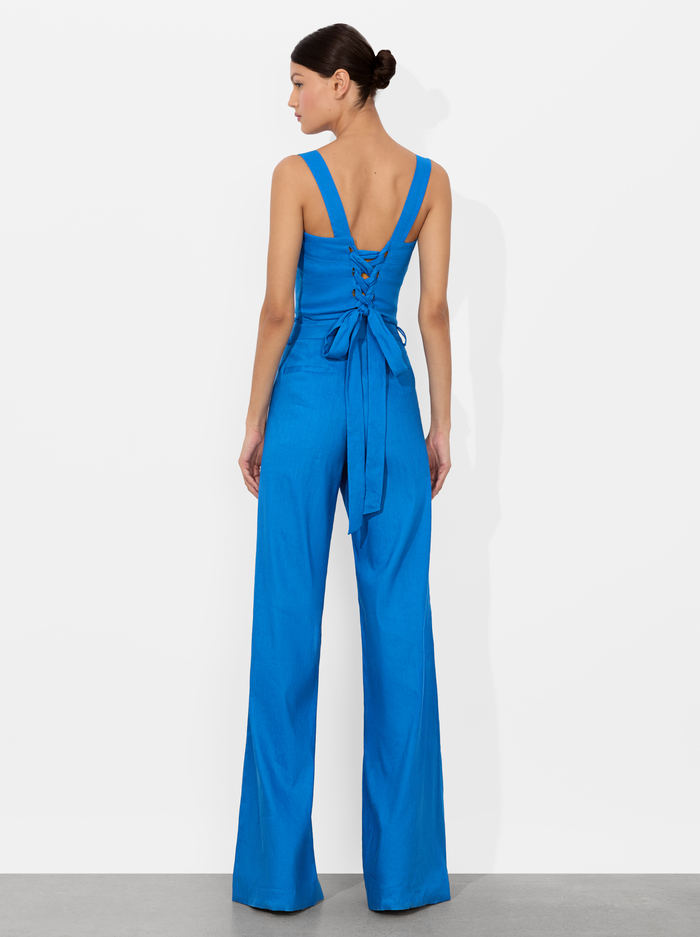 NATALIA LINEN LACE UP TOP - TRUE BLUE image 2 - Alice And Olivia