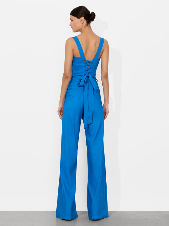 TRUE BLUE-NATALIA LINEN LACE UP TOP