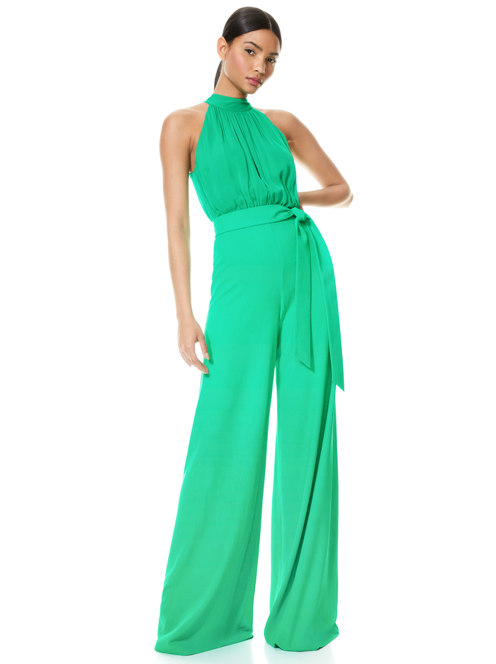 Thelma Halter Neck Jumpsuit In Mint Kelly | Alice And Olivia