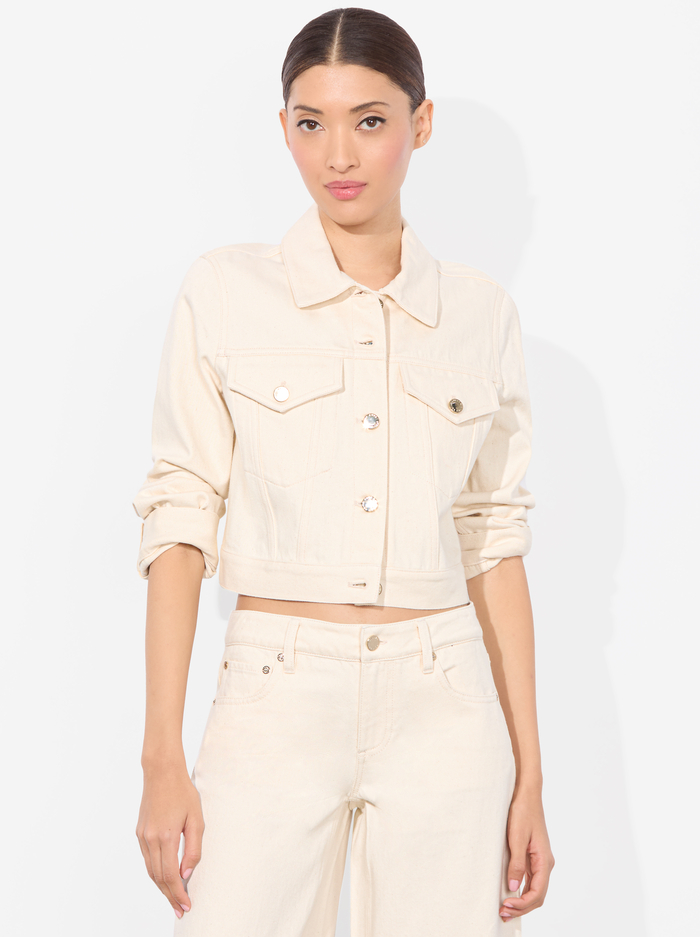 CHLOE DENIM JACKET - NATURAL - Alice And Olivia
