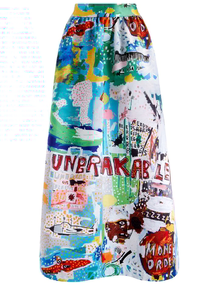 A+O X BASQUIAT TINA TEA LENGTH SKIRT - UNBREAKABLE image 5 - Alice And Olivia