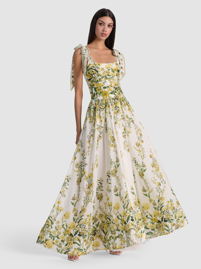 HAVEN FLARED MAXI DRESS - FRESH AIR BUTTER - ALICE + OLIVIA