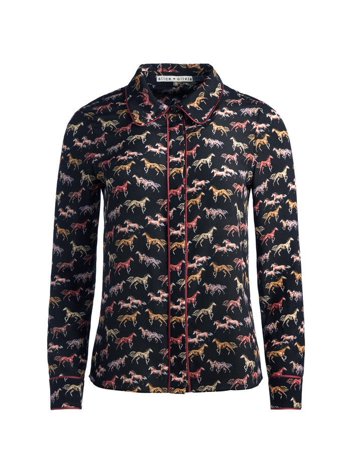 WILLA SILK BLOUSE - RODEO BLACK image 5 - ALICE + OLIVIA