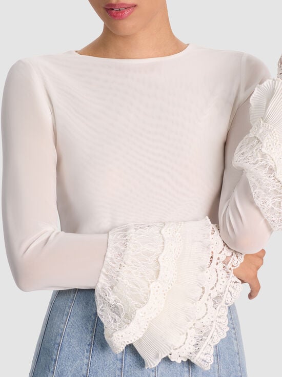 OFF WHITE-DELAINA TOP WITH RUFFLE CUFF