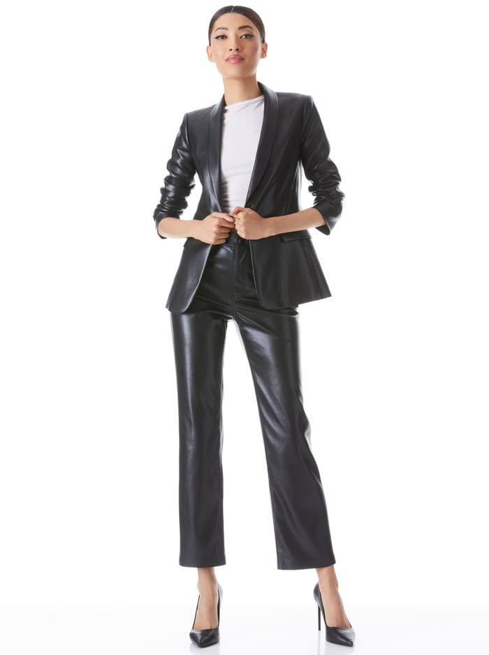 MACEY VEGAN LEATHER BLAZER - BLACK image 2 - Alice And Olivia