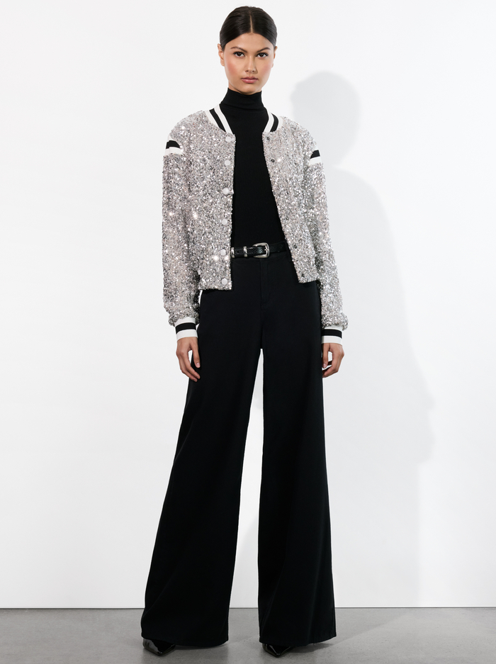 A+O X THE BEATLES KERI VARSITY JACKET - SILVER/WHITE image 2 - Alice And Olivia