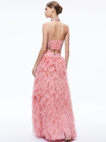 ROSE/MULTI-GATZ EMBELLISHED HIGH NECK TOP