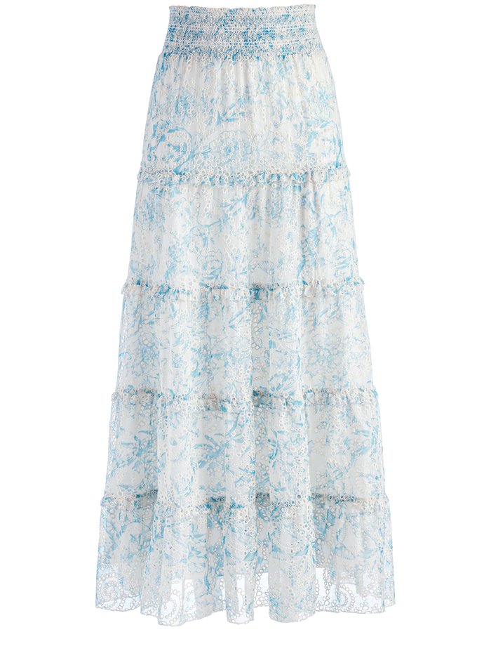 AISHA PANEL RUFFLED MIDI SKIRT - ANTIQUE BUTTERFLY OFF WHITE image 5 - Alice And Olivia