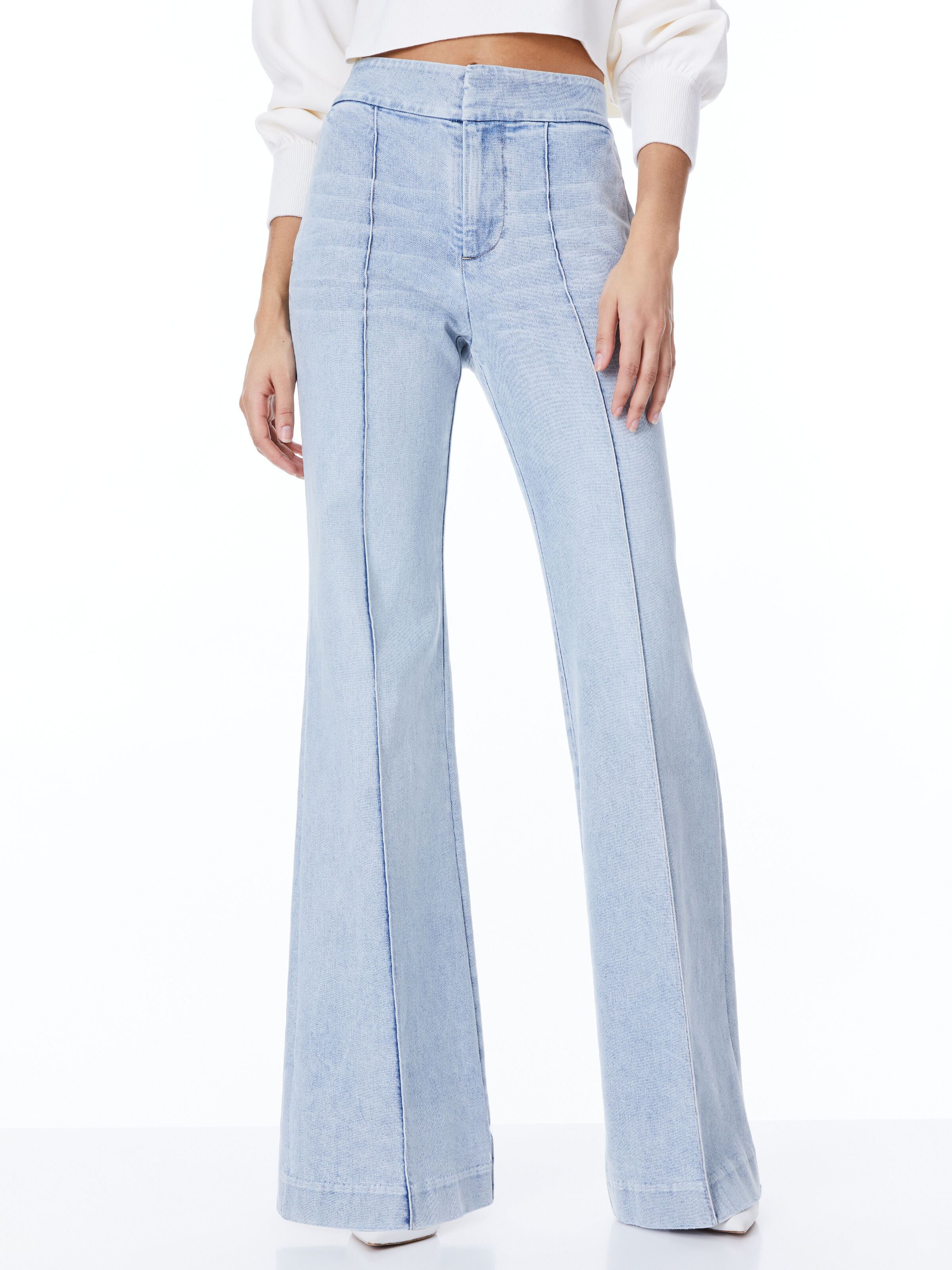 ★RAIVE★ Curved Denim Pants in L/Blue VJ4ML170AM Curved Denim Pants in L/Blue VJ4ML170-AM - 레이브