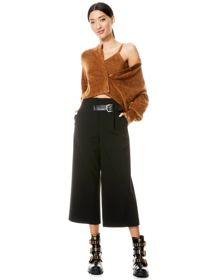 SYLVIE FUZZY CROPPED CARDIGAN - CAMEL image 4 - Alice And Olivia