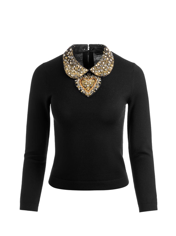 PORLA COLLARED SWEATER - BLACK image 5 - Alice And Olivia