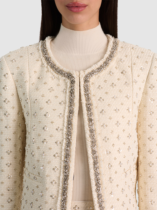 VANILLA-THOMASINA EMBELLISHED TWEED JACKET