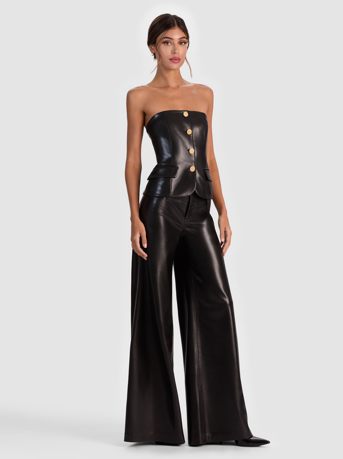 MADISON VEGAN BUSTIER TOP - BLACK image 4 - Alice And Olivia