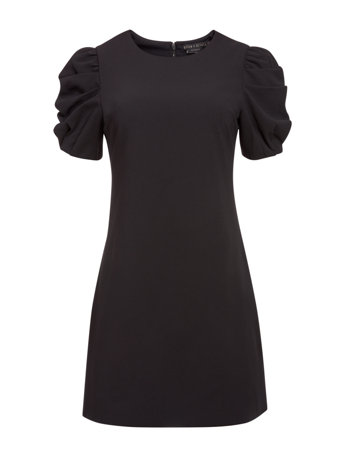 HANITA PUFF SLEEVE SHIRT DRESS - BLACK image 5 - Alice And Olivia
