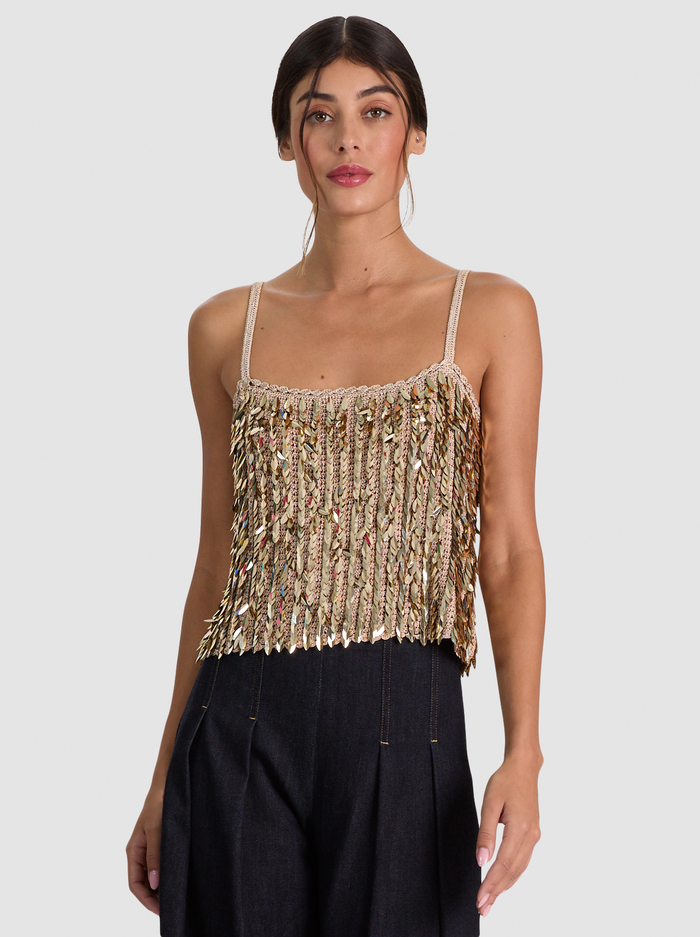 NICOLETTE SEQUIN TANK - SAND/GOLD - ALICE + OLIVIA