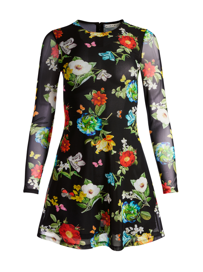 DELORA LONG SLEEVE MINI DRESS - ATRIUM FLORAL SM image 5 - Alice And Olivia