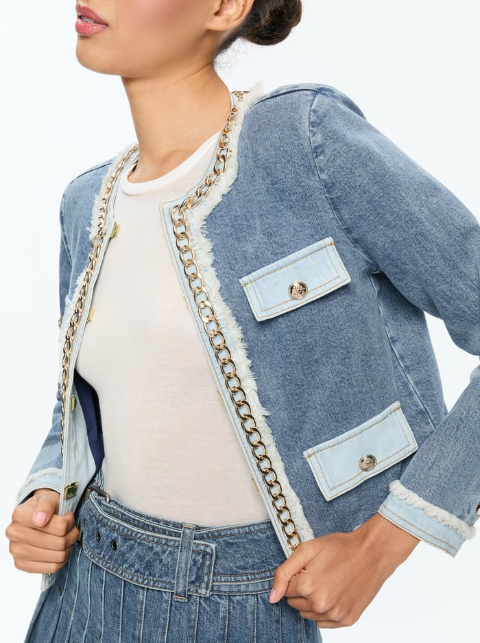 LANDON DENIM JACKET - AVERY BLUE image 3 - Alice And Olivia
