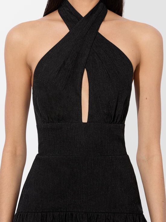 BLACK-EVELINA LINEN MINI DRESS