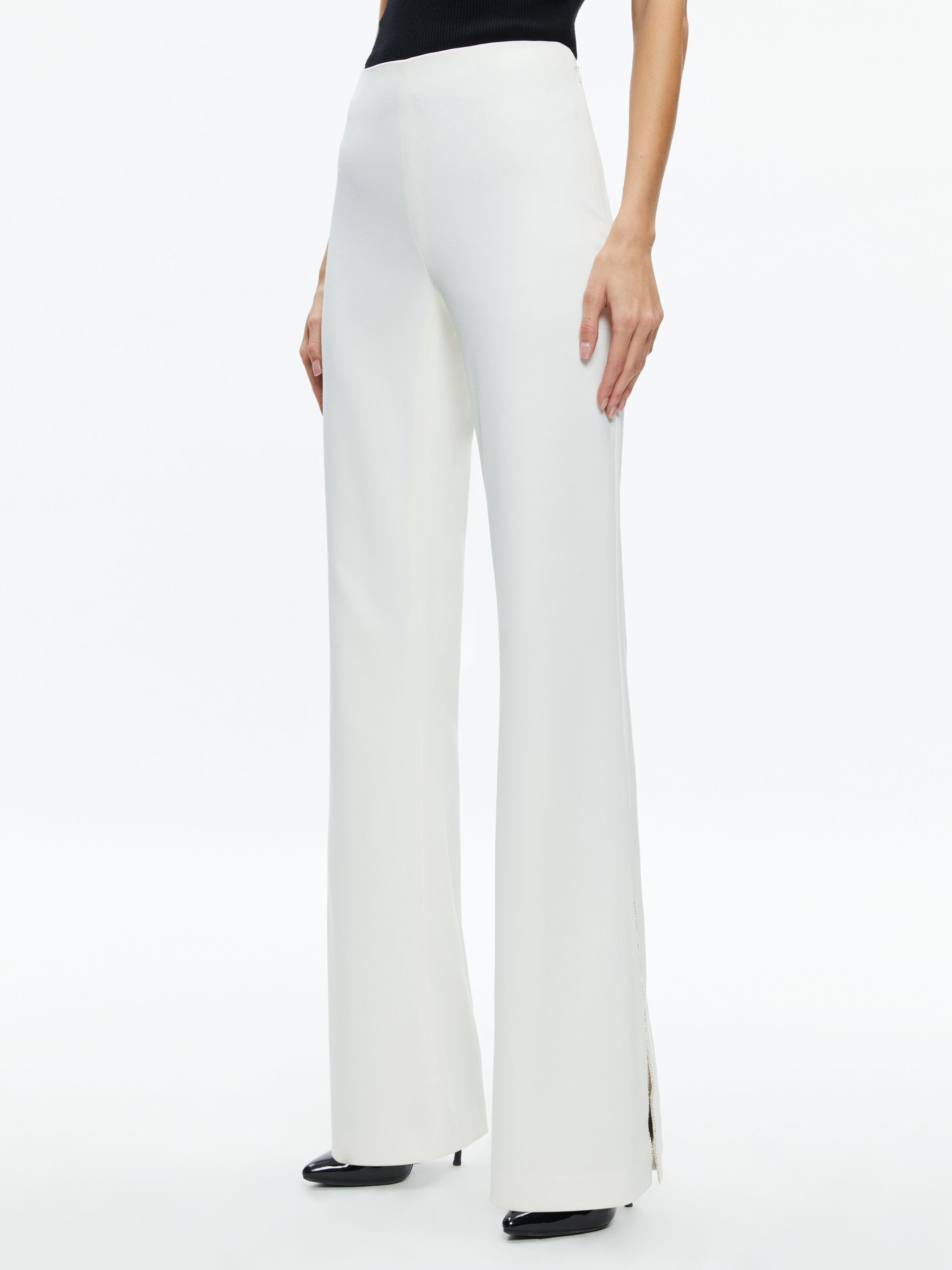 Alice and olivia white wide leg pants shop