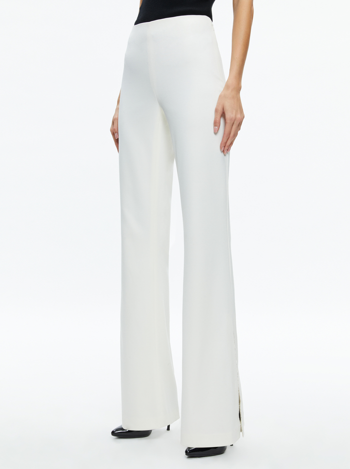 LARA SIDE SLIT PANT - ECRU - Alice And Olivia