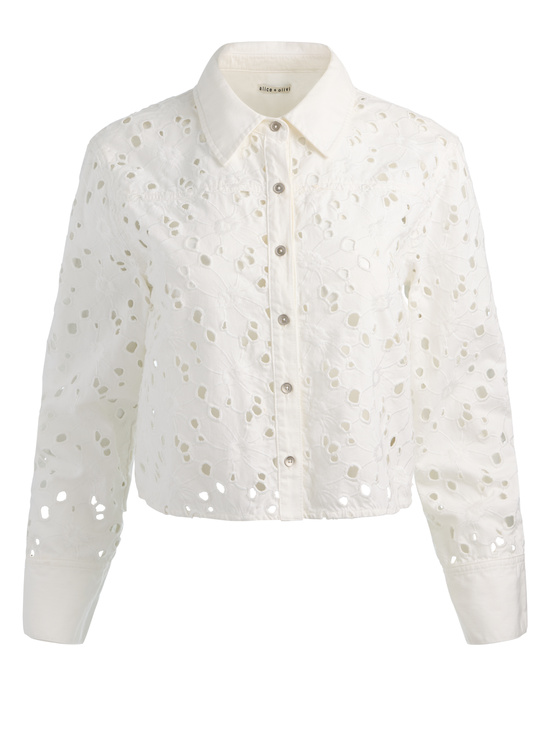 OFF WHITE-FINELY LASER-CUT DENIM BUTTON DOWN