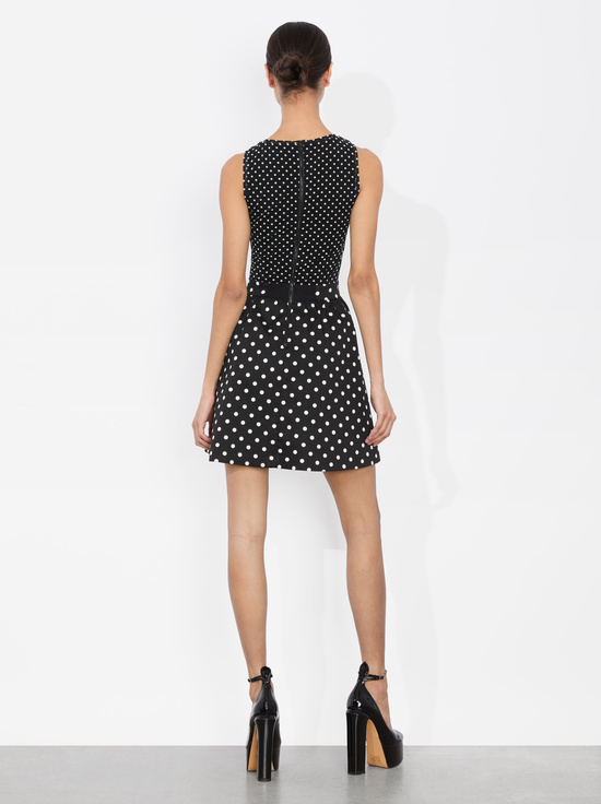 BLACK/OFF WHITE POLKA DOT-CHARA MINI DRESS
