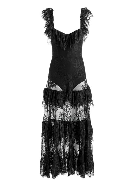 BLACK-MYRNA LACE TIERED GOWN