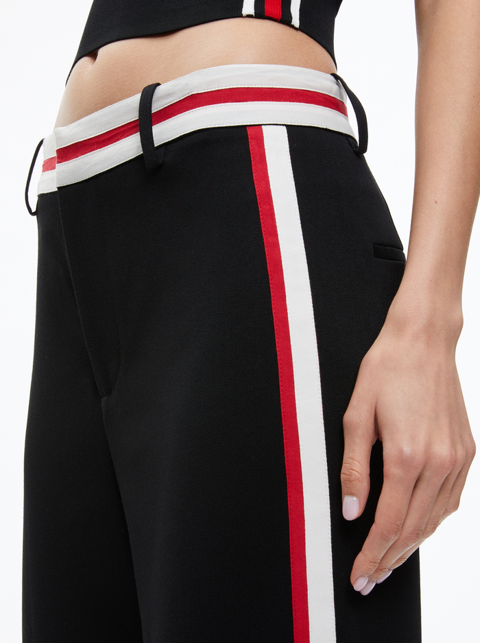 OLIVER WIDE LEG TROUSER - BLACK/PERFECT RUBY image 3 - Alice And Olivia